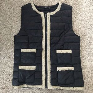 Mango- Black with Beige Detail Puffer Vest